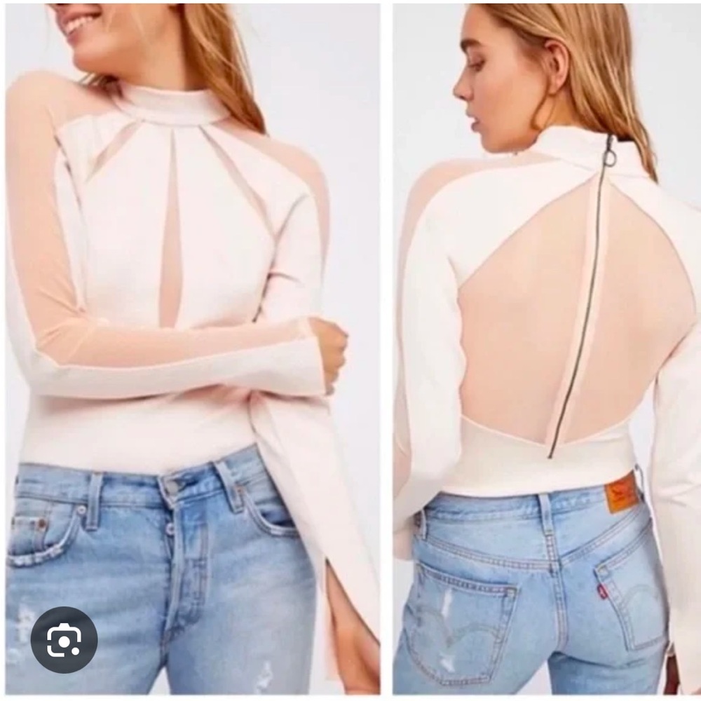 Free People Mesh Inset Top NWOT